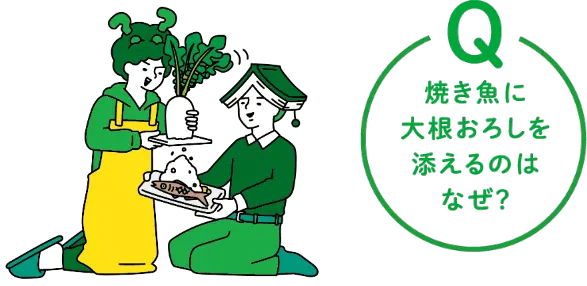 Q 焼き魚に大根おろしを添えるのはなぜ？